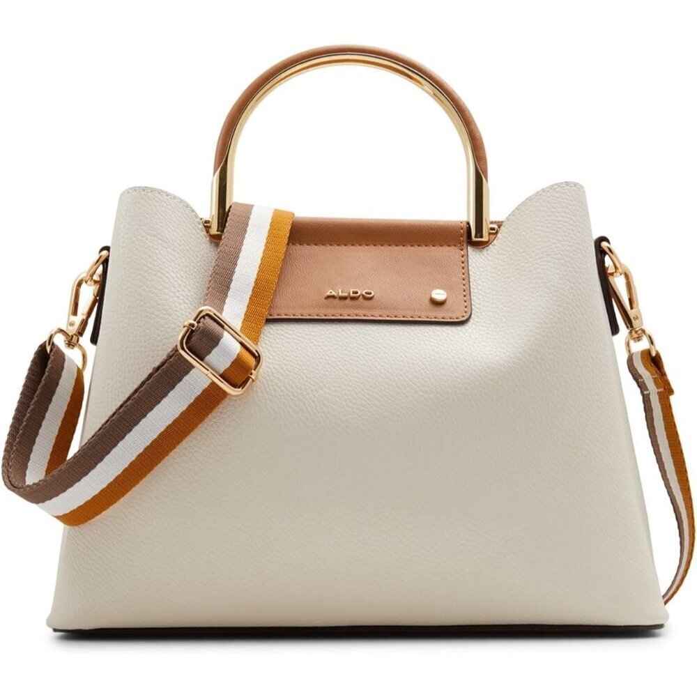 Aldo Women's Sloana Satchel Bag Beige Overflow Crossbody Shoulder Handbag